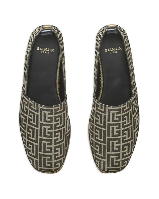 Balmain Green Monogram Jacquard Espadrilles for men