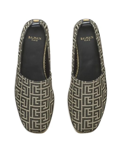 Balmain Green Monogram-Jacquard Espadrilles for men