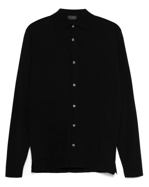 Dell'Oglio Black Merino Wool Shirt for men