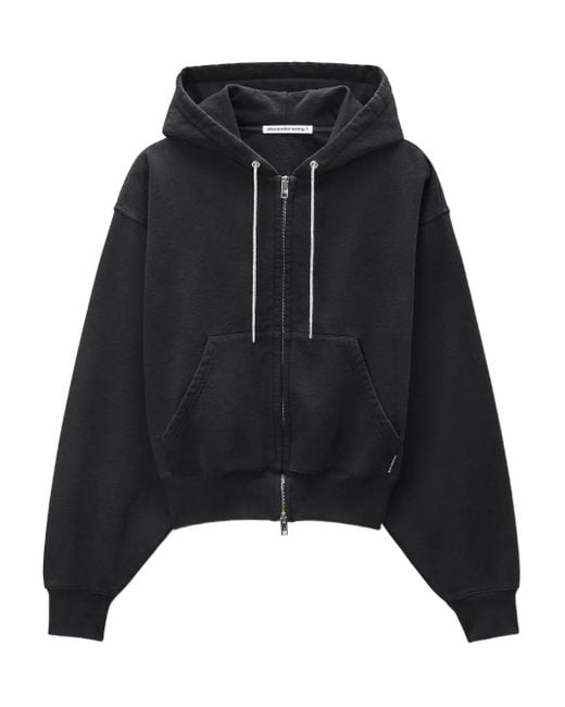 Alexander Wang Hoodie Met Rits En Trekkoord Van Stras in het Black