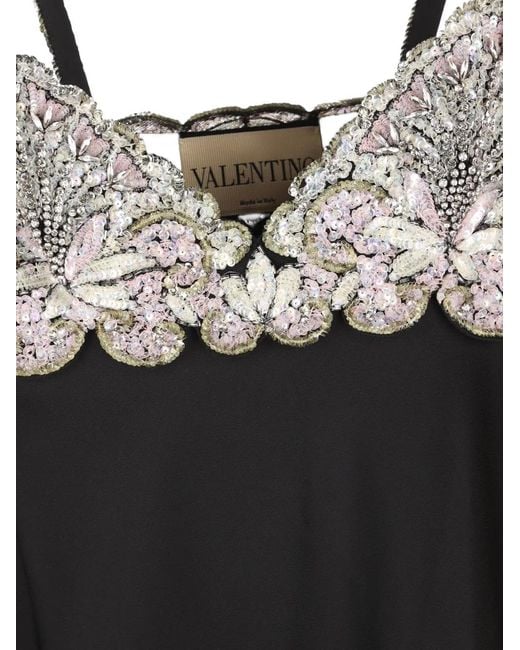 Valentino Garavani Black Rhinestone-Embellished Slip Dress