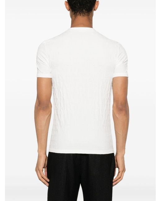 T-shirt crop con logo jacquard di Balmain in White da Uomo