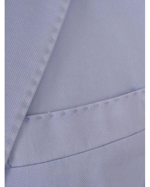 RUSSO CAPRI Blue Button Oxford Blazer for men