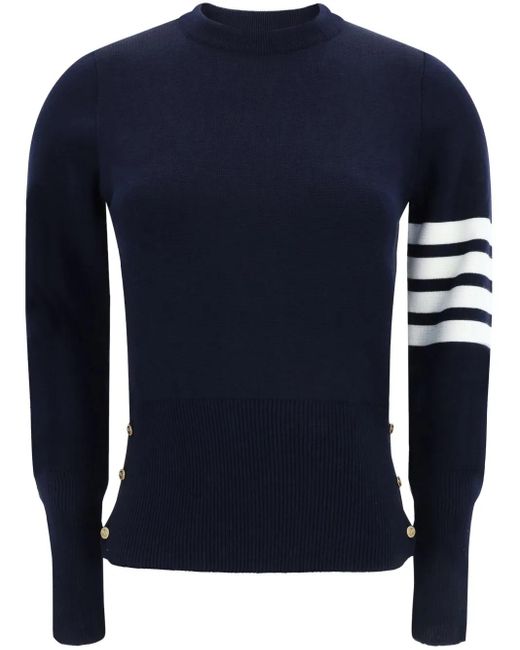 Thom Browne Black Milan Stitch Classic Crew Neck Pullover With 4 Bars
