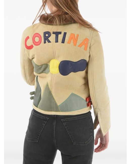 History Repeats Natural Embroidered Shearling Jacket
