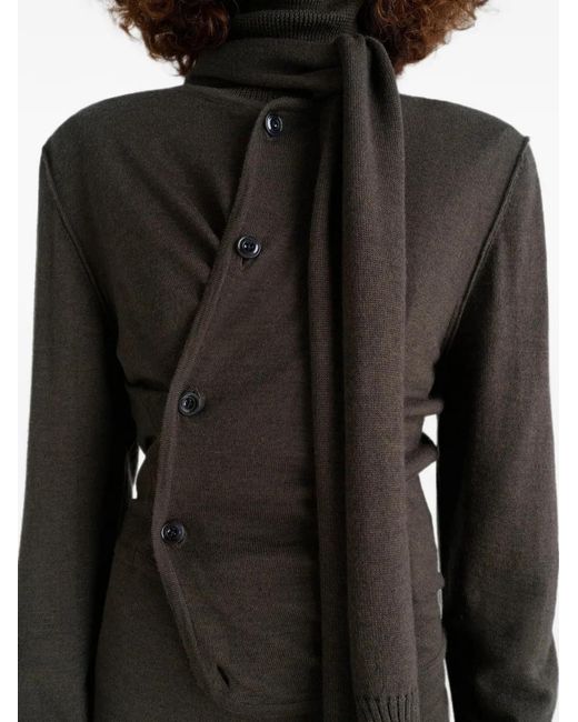 Lemaire Black Tie-Neck Button-Detail Top
