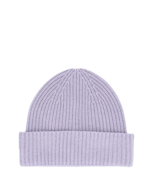 Loro Piana Purple Ribbed Beanie Hat for men