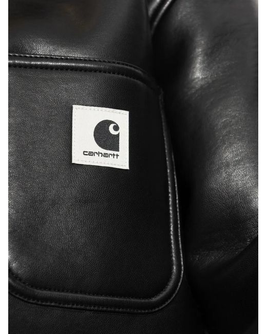 Carhartt Black Shepton Og Michigan Shearling-Collar Coat