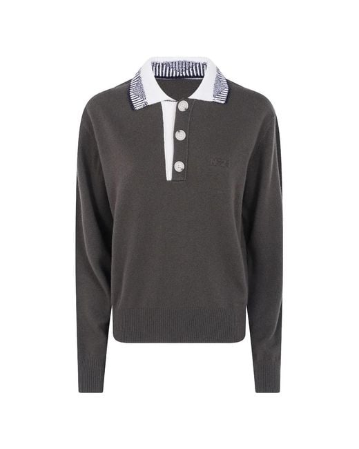 N°21 Gray Wool Polo Sweater