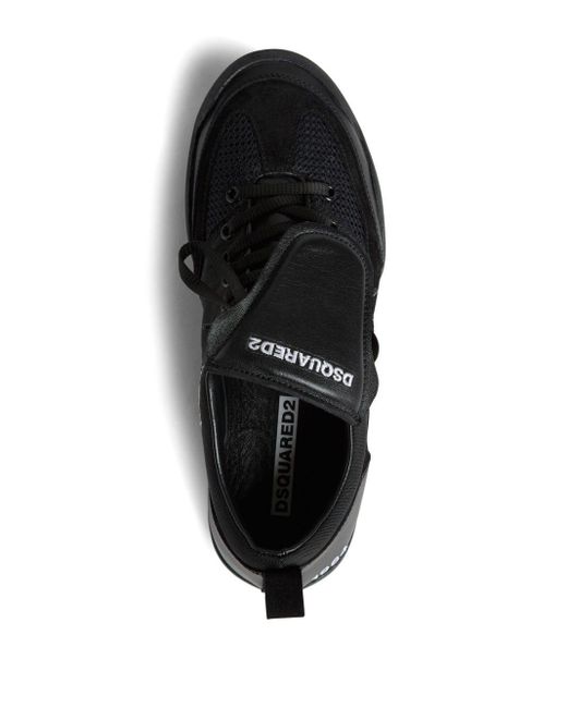 DSquared² Black Maple-Leaf Leather Sneakers for men