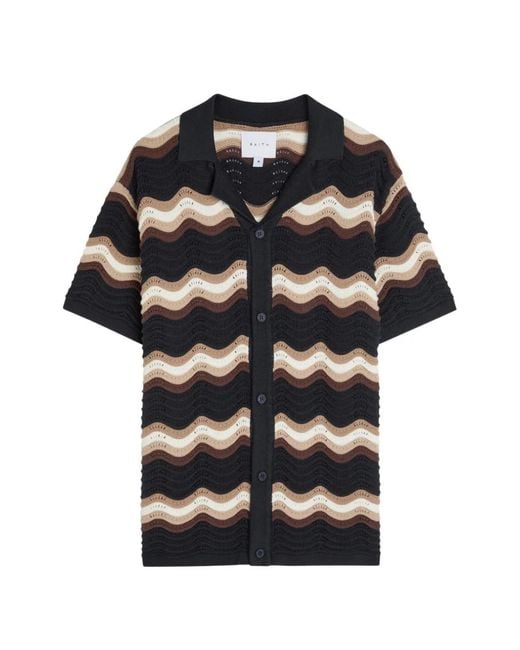 Raith Black Primavera Chevron-Knit Short-Sleeve Polo Shirt for men