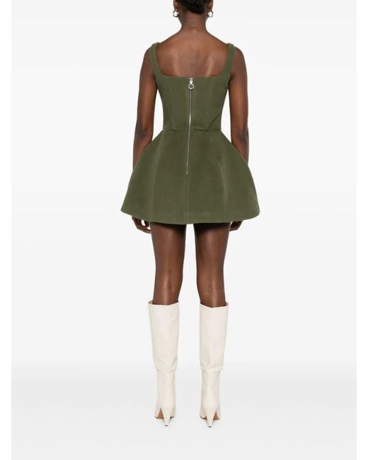 Vestiaire d'un Oiseau Libre Green Square-Neck Flared Mini Dress