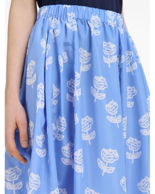 Marni Midi-Jurk Met Bloemenprint in het Blue