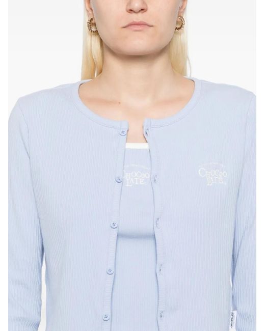 Chocoolate Blue Logo-Embroidered Top