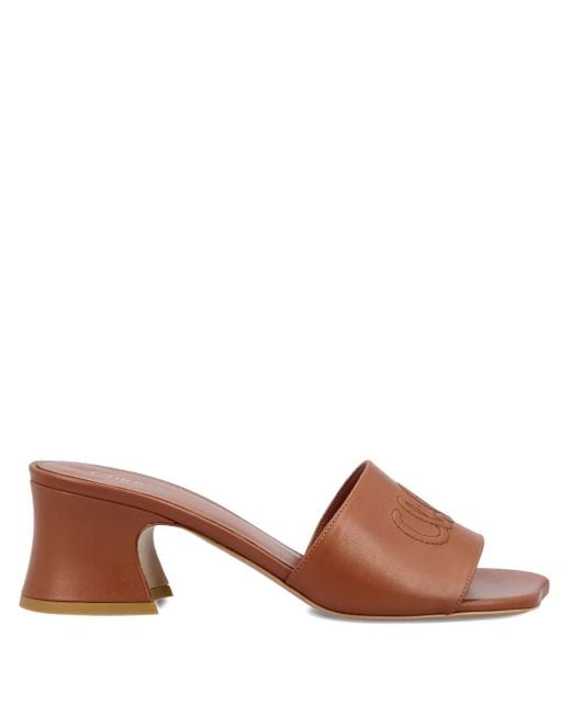 Chloé Brown 55Mm Soleil Logo-Embossed Sandals