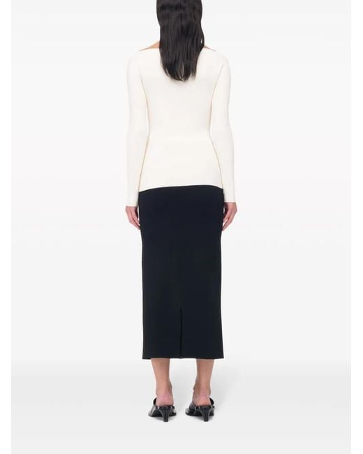 Another Tomorrow White Cut-Out Knitted Top