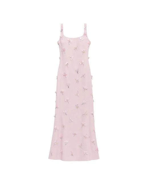 Jonathan Simkhai Pink Briella Floral-Appliqué Gown