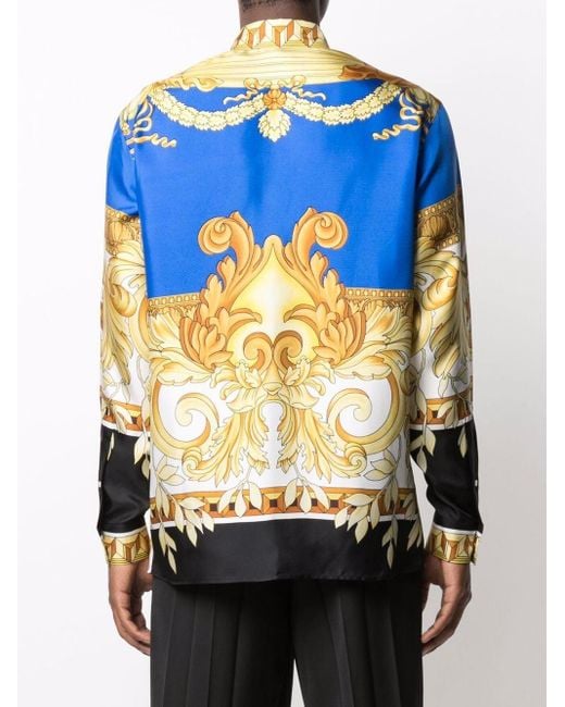 Gedetailleerd importeren Monnik Versace Zijden Overhemd in het Blauw voor heren | Lyst NL