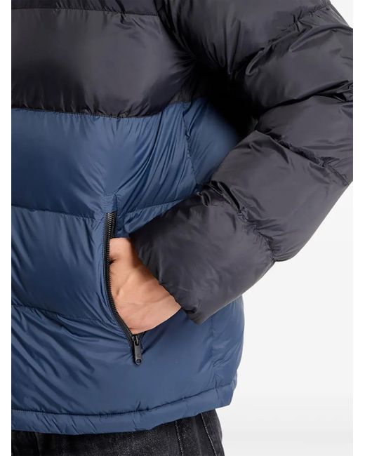 Calvin Klein Blue Hooded Colour-Block Puffer Jacket for men