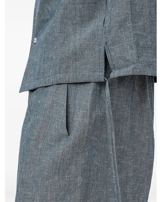 Setchu Blue Button-Detail Wide-Leg Trousers for men