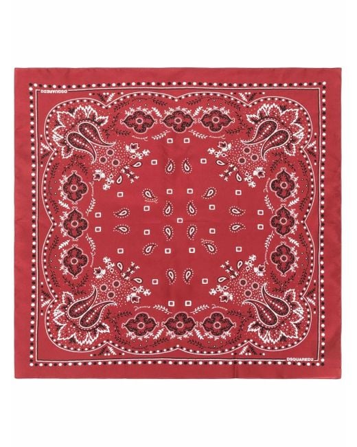 DSquared² Red Paisley-Print Bandana Scarf for men