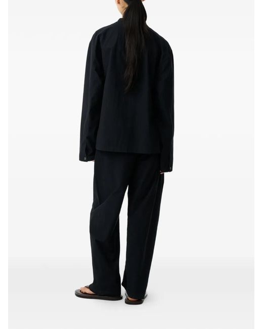 Studio Nicholson Black Vega Four-Button Grandad Collar Shirt