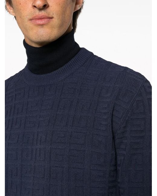 Givenchy Blue 4G Patterned-Knit Jumper for men