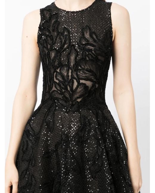 Saiid Kobeisy Black Sequin-Detail Semi-Sheer Dress
