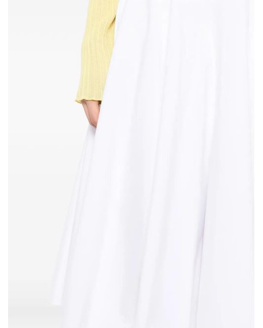 JNBY White Draped Flared Skirt