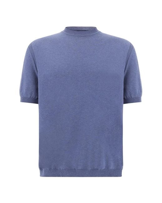 Paul & Shark Blue Fine-Knit Short-Sleeve T-Shirt for men
