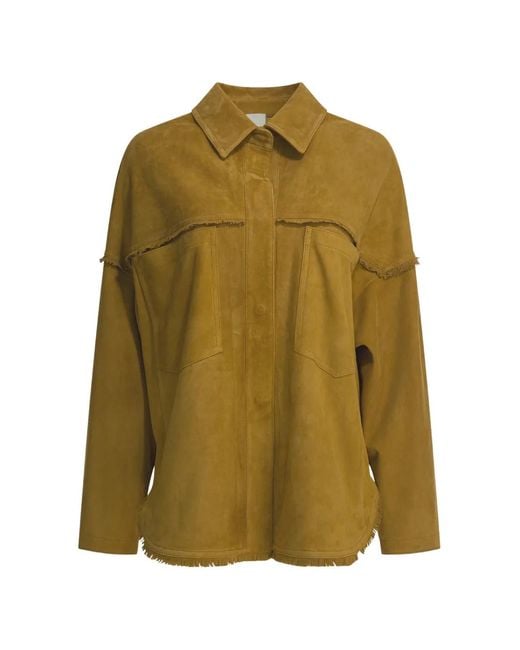 FURLING BY GIANI Green Fringed Suede Jacket