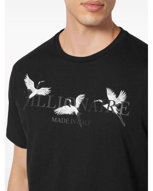T-shirt en coton à logo imprimé Billionaire pour homme en coloris Black