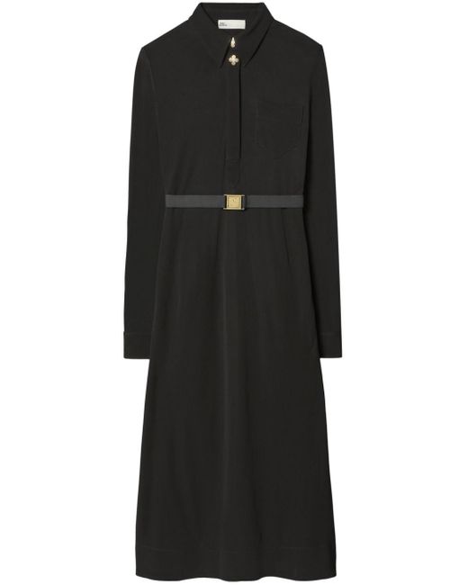 Tory Burch Black Belted Jersey Shirt Dress