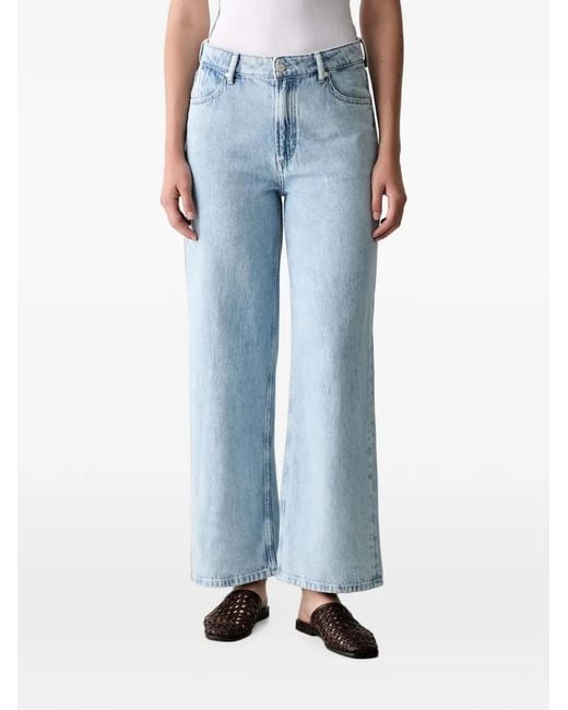 Marc O' Polo Blue Belt-Loops Wide-Leg Jeans