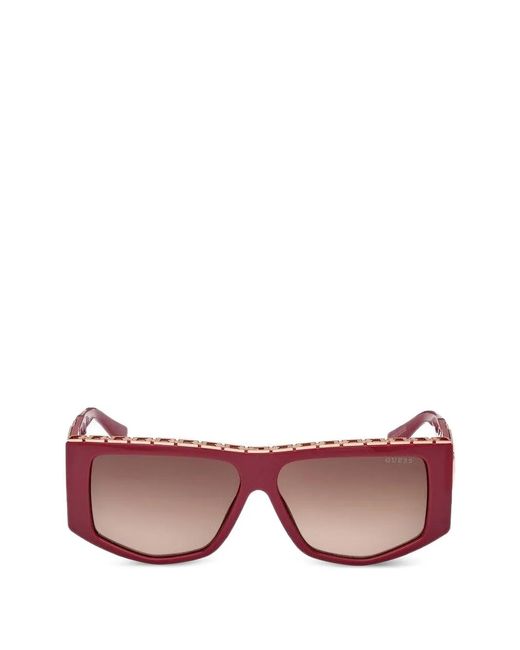 Guess Pink Logo-Plaque Geometric-Frame Sunglasses