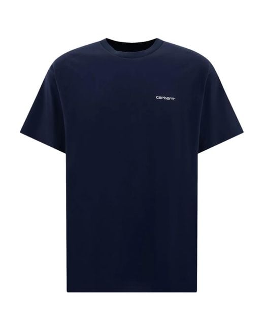 Carhartt Blue Logo-Embroidered T-Shirt for men