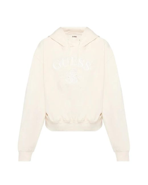 Guess White Embossed Hooded Sweatshirt