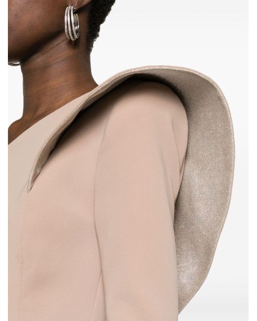 Jean Louis Sabaji Natural One-sleeve Crepe Dress