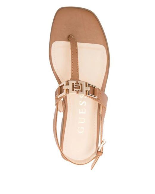 Guess Brown Sandalen Mit Logo-Schild