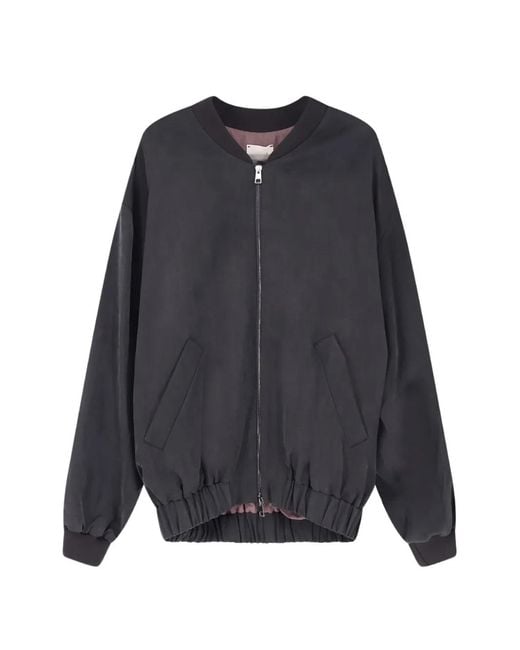 Alysi Blue Ribbed Knit Bomber