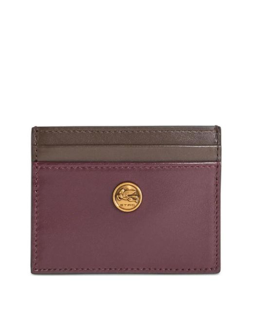 Etro Purple Two-Tone Leather Card Holder