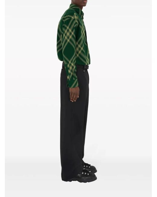 Burberry Green Mid-Length Wool Coat for men