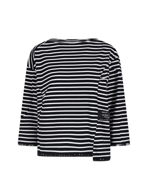 Undercover Black Striped Asymmetric Long-Sleeve T-Shirt