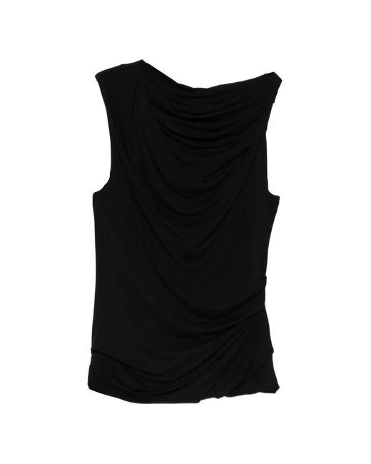 Entire studios Black Sleeveless Draped Top