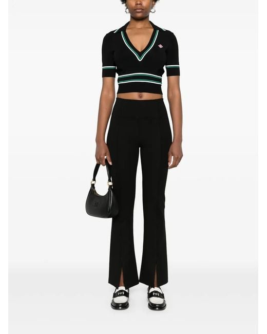 Maje Black Split-Detailed Flared Trousers