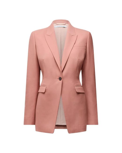 Another Tomorrow Pink Single-Button Peaked-Lapel Blazer