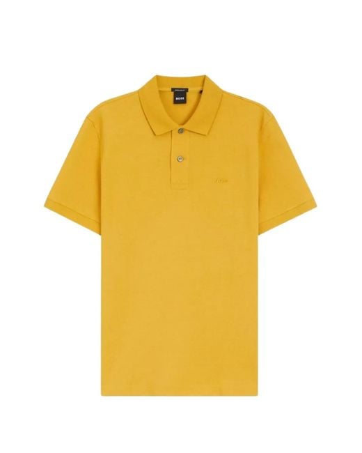 Boss Yellow Polo Pallas En Coton Piqué À Logo Brodé for men