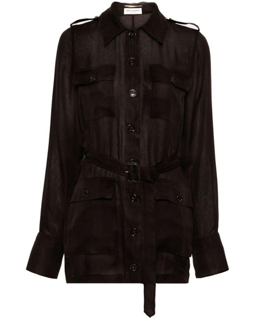 Robe courte Saharienne Saint Laurent en coloris Black