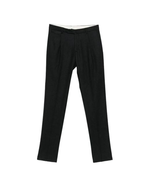 Tagliatore Black Pleated Trousers for men