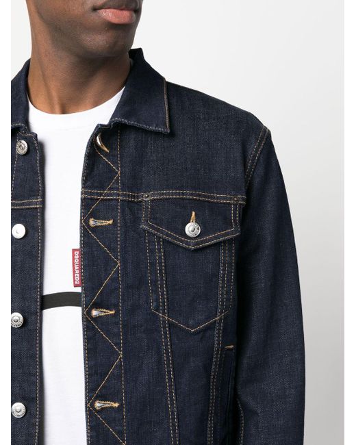 DSquared² Buttoned Denim Jacket in het Blue voor heren